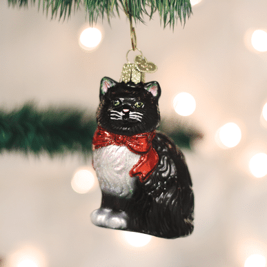 Old World Christmas Blown Glass Tuxedo Kitty Ornament