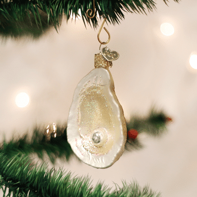 Old World Christmas Blown Glass Oyster with Pearl Ornament