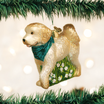 Old World Christmas Blown Glass Doodle Dog Ornament