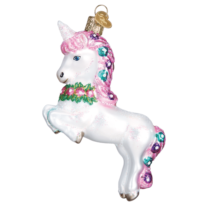 Old World Christmas Blown Glass Prancing Unicorn Ornament