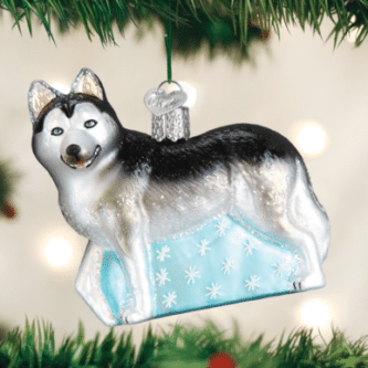 Old World Christmas Blown Glass Siberian Husky Ornament