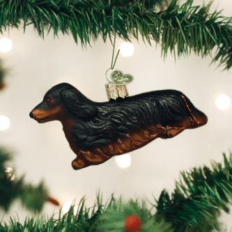Old World Christmas Blown Glass Christmas Long-haired Dachshund Ornament