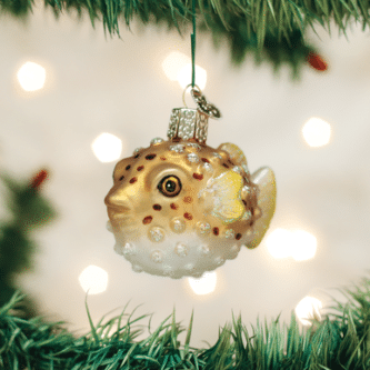 Old World Christmas Blown Glass Puffer Fish Ornament