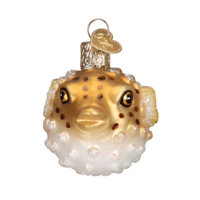 Old World Christmas Blown Glass Puffer Fish Ornament
