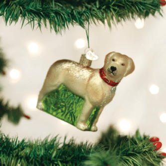 Old World Christmas Blown Glass Standing Yellow Lab Ornament