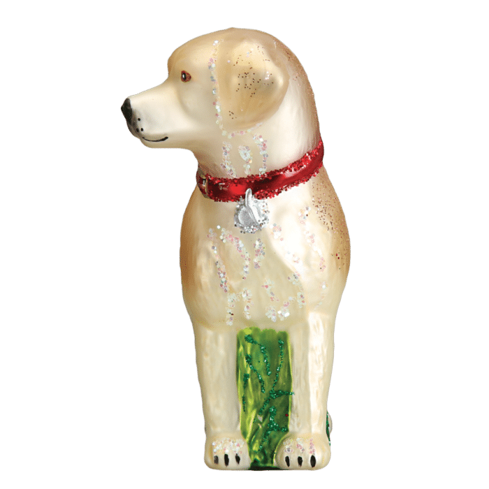 Old World Christmas Blown Glass Standing Yellow Lab Ornament