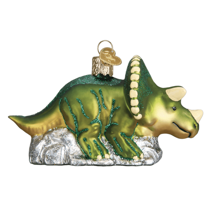 Old World Christmas Blown Glass Triceratops Ornament