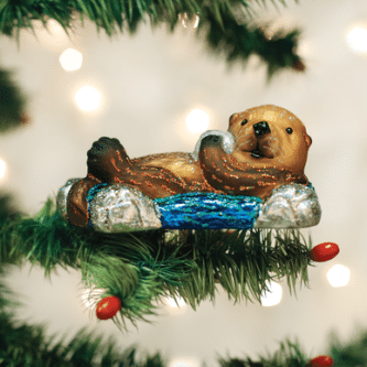 Old World Christmas Blown Glass Floating Sea Otter Clip-on Ornament