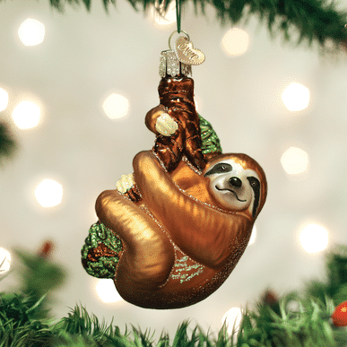 Old World Christmas Blown Glass Sloth Ornament