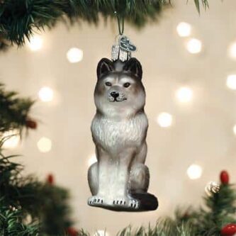Old World Christmas Blown Glass Sitting Wolf