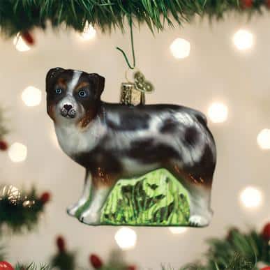 Old World Christmas Blown Glass Australian Shepherd Ornament