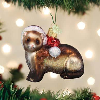 Old World Christmas Blown Glass Christmas Ferret Ornament