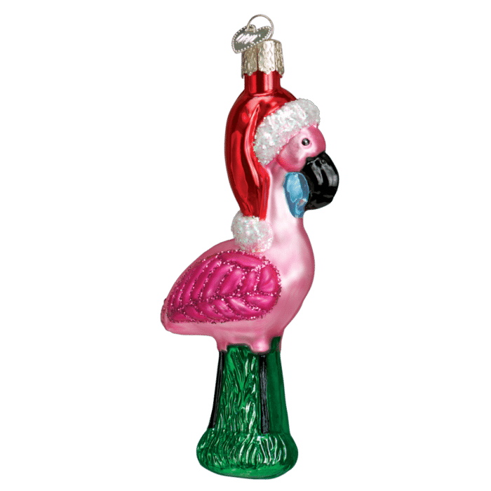 Old World Christmas Blown Glass Yard Flamingo Ornament