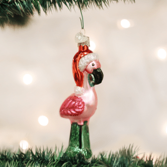 Old World Christmas Blown Glass Yard Flamingo Ornament