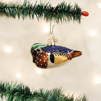 Old World Christmas Blown Glass Wood Duck Ornament
