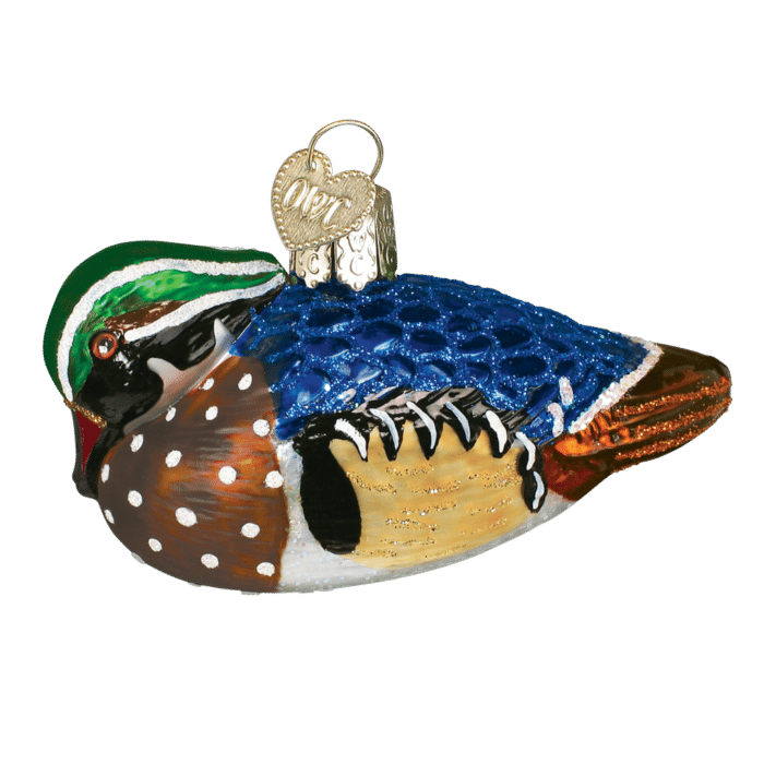 Old World Christmas Blown Glass Wood Duck Ornament