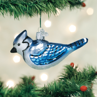 Old World Christmas Blown Glass Bright Blue Jay Ornament