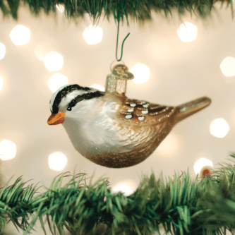 Old World Christmas Blown Glass White Crowned Sparrow Ornament