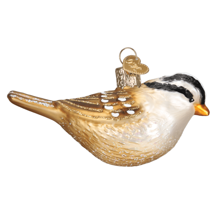 Old World Christmas Blown Glass White Crowned Sparrow Ornament