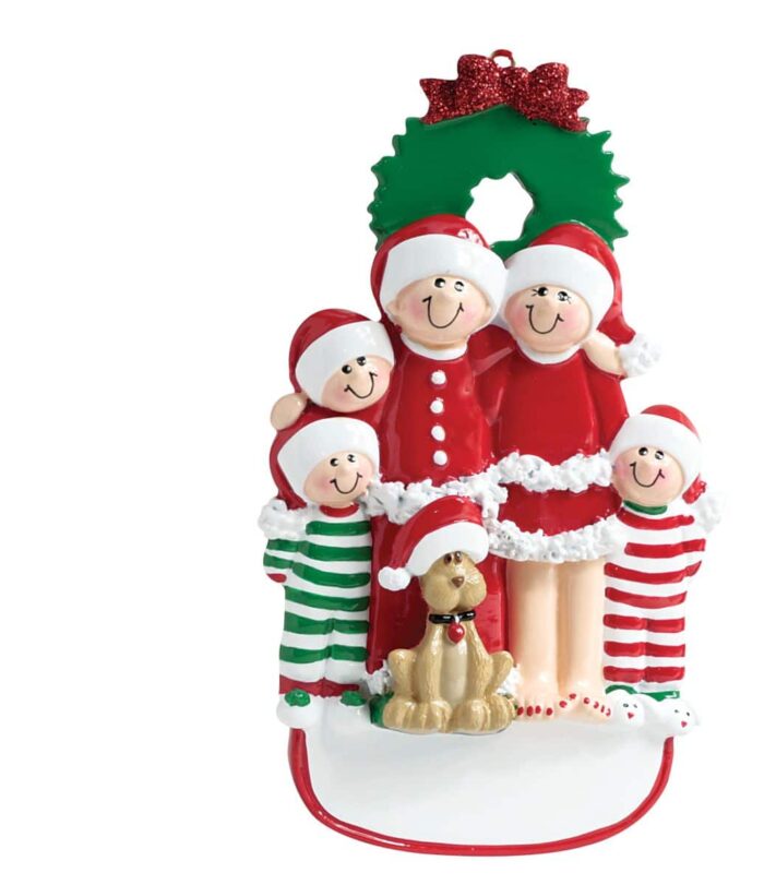 Christmas Family with Dog Ornament Click for More Sizes