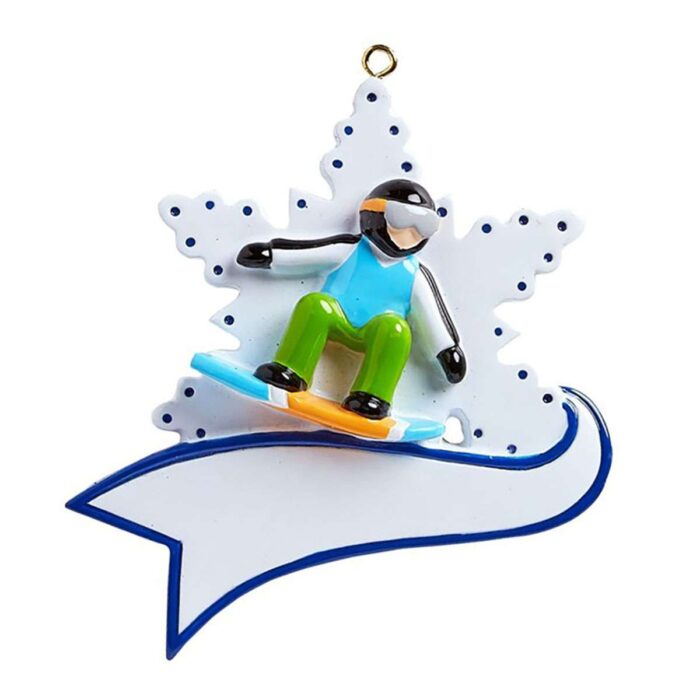 Snow Boarder on Snowflake Ornament Personalized