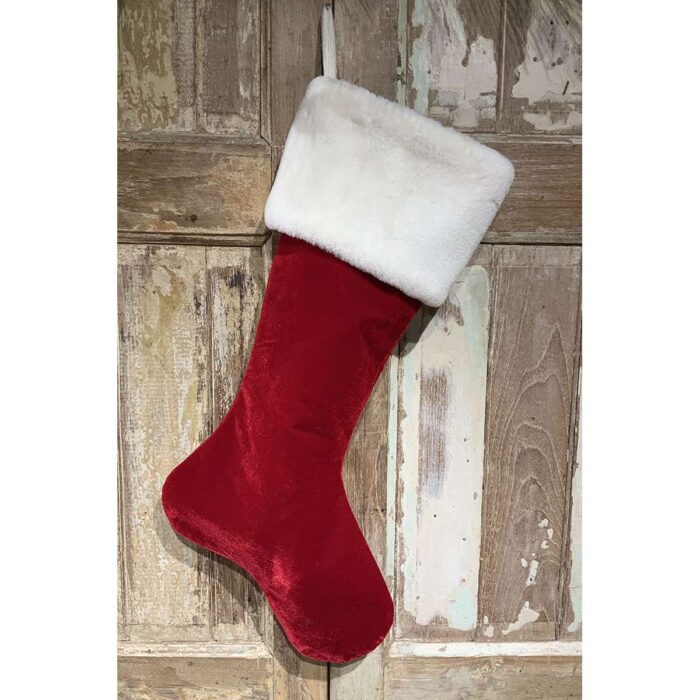 Stocking White Fur Cuff Red Velvet