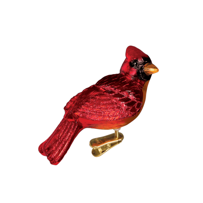 Old World Christmas Blown Glass Resting Cardinal Ornament Clip-On