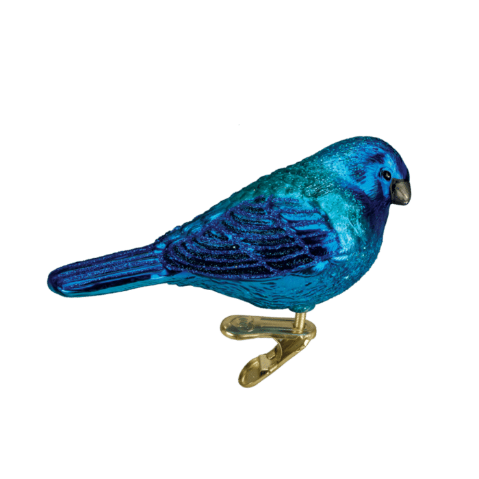 Old World Christmas Blown Glass Indigo Bunting Clip-On Ornament