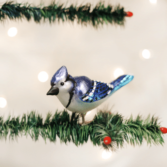 Old World Christmas Blown Glass Bright Blue Jay Clip-On Ornament