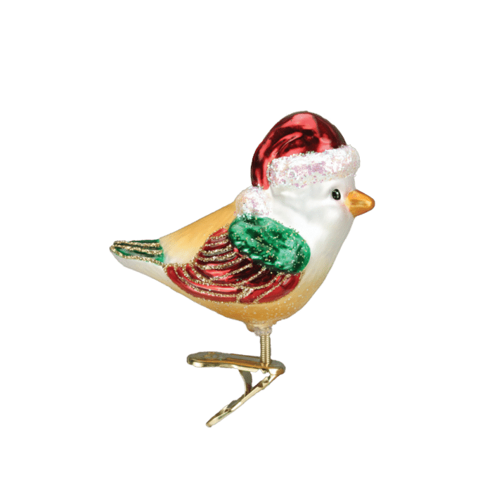 Old World Christmas Blown Glass Santa Bird Clip-On Ornament