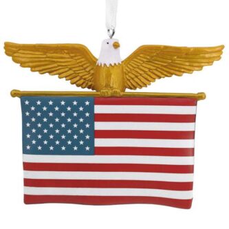 Iconic American Flag and Bald Eagle Ornament