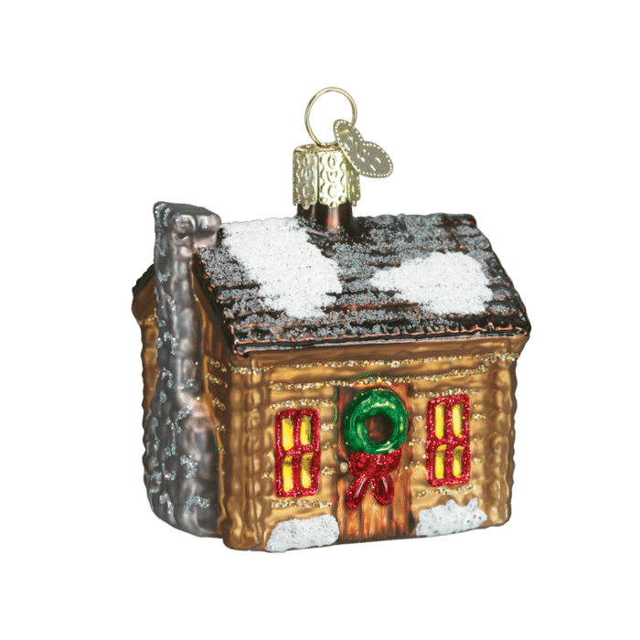 Old World Christmas Blown Glass Log Cabin Ornament