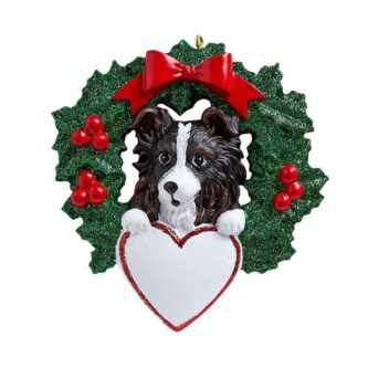 Australian Sheepdog in Wreath Personalized Christmas Ornament