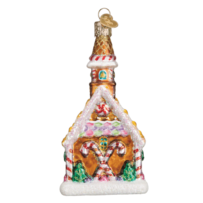 Old World Christmas Blown Glass Gingerbread Church Ornament