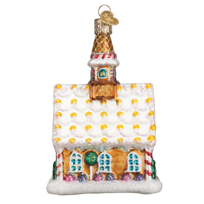 Old World Christmas Blown Glass Gingerbread Church Ornament
