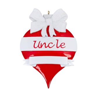 Red Ornament White Bow Uncle Personalized Ornament