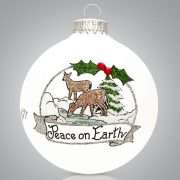 Peace on Earth Deer Glass Ball Ornament