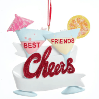 "Best Friends Cheers" Cocktail Ornament Personalize