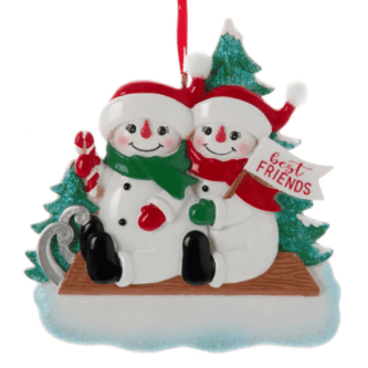 "Best Friends" Snowman on Sled Ornament Personalize