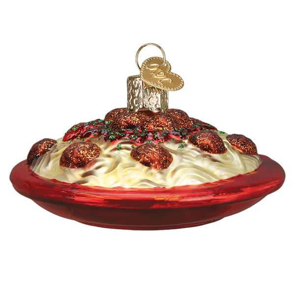 Old World Christmas Blown Glass Spaghetti and Meatballs Ornament