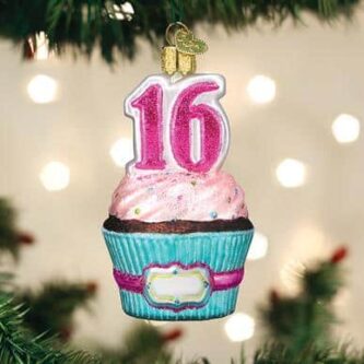 Old World Christmas Blown Glass Sweet Sixteen Cupcake Ornament