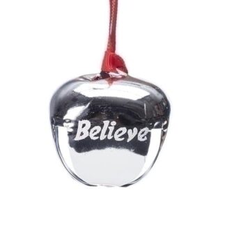 Believe Silver Jingle Bell Ornament