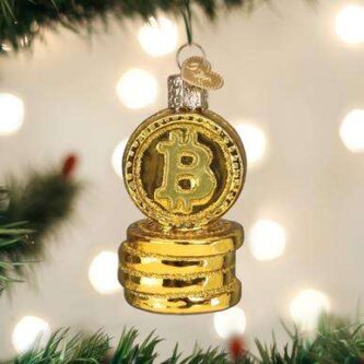 Old World Christmas Blown Glass Bitcoin Ornament