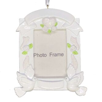 White Dove Frame Ornament Personalized