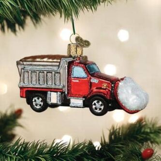 Old World Christmas Blown Glass Snow Plow Ornament