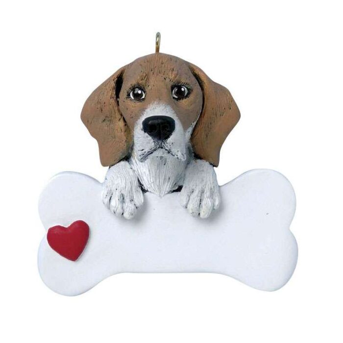 Beagle with Dog Bone Personalized Ornament