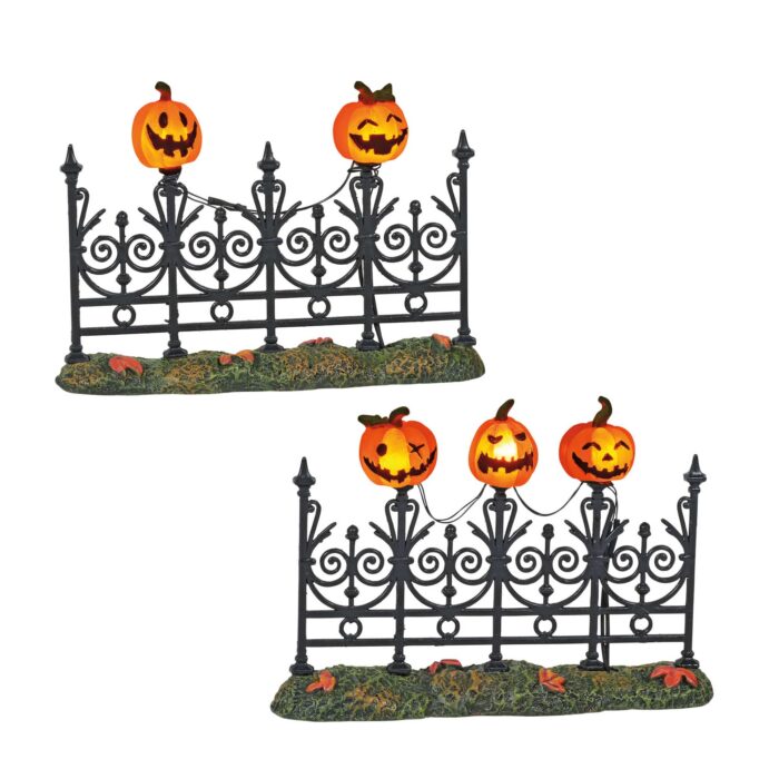 Dept. 56 Halloween Village Jack-o-lantern Lit Fence