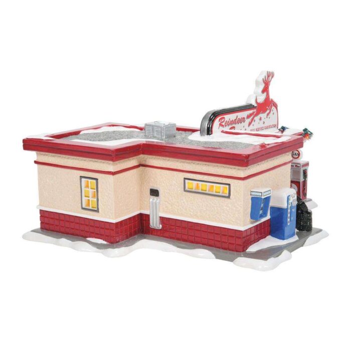 Dept 56 Snow Village Reindeer Gas Station Retired