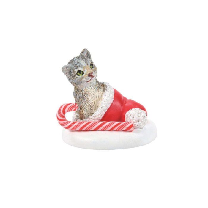 Dept 56 North Pole Village Candy Cane Kitten Surprise
