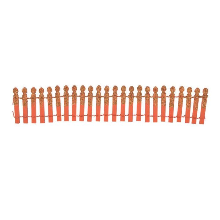 Dept 56 Halloween Village Pumpkin Orange Glitter Fence